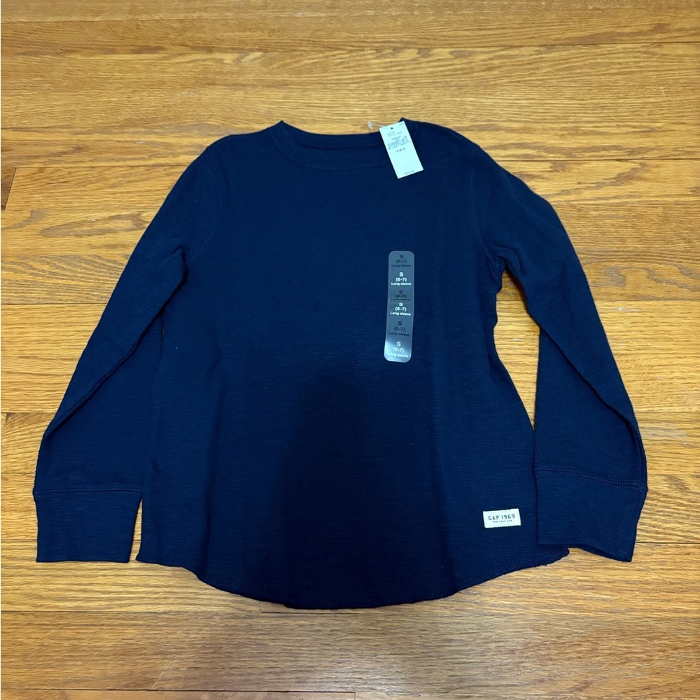 NWT GAP Girls Navy Long Sleeve Shirt Size Small